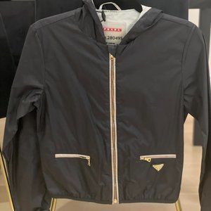 PRADA Sport slightly cropped lightweight navy jacket with gold detail size 40